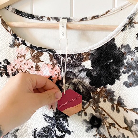 nwt pinkblush | white floral fitted dress - Picture 2 of 5